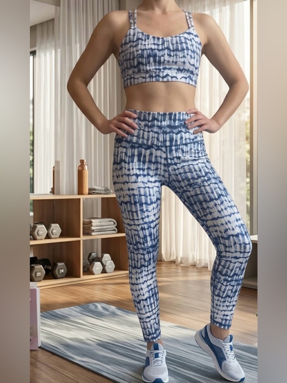 GAP Fit Blue Tie-Dye High-Waist Leggings and Top Set women’s Size S